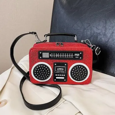 HIGH QUALITY RADIO SHAPE CROSSBODY BOX BAG